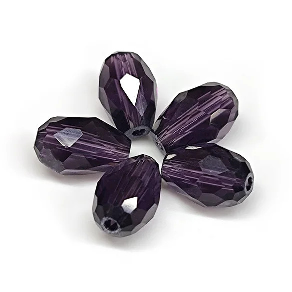 Eureka BASICS Faceted Teardrop Glass Beads AMETHYST 12x8mm (Pack of 20)