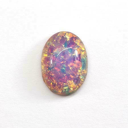 Czech Glass Oval Cabochon 25x18mm FIRE OPAL