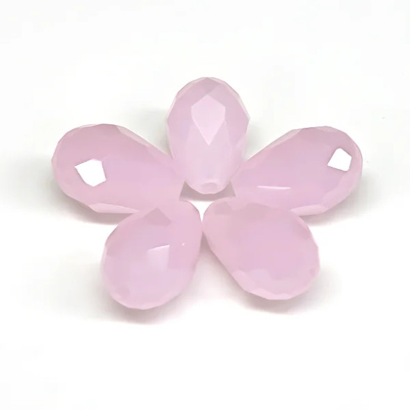 Eureka BASICS Faceted Teardrop Glass Beads PINK OPAL 12x8mm (Pack of 20)