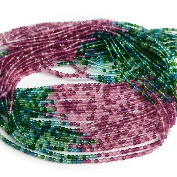 MULTI COLOR MIX CRYSTAL QUARTZ 2mm Micro-Faceted & Coated Gemstone Beads Strand
