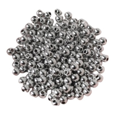 ROUND ACRYLIC BEADS 4mm Silver Plated