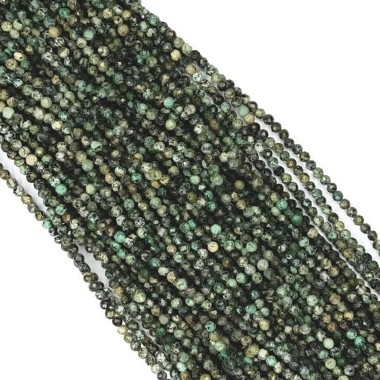 AFRICAN TURQUOISE 2mm High Grade Faceted Gemstone Beads Strand