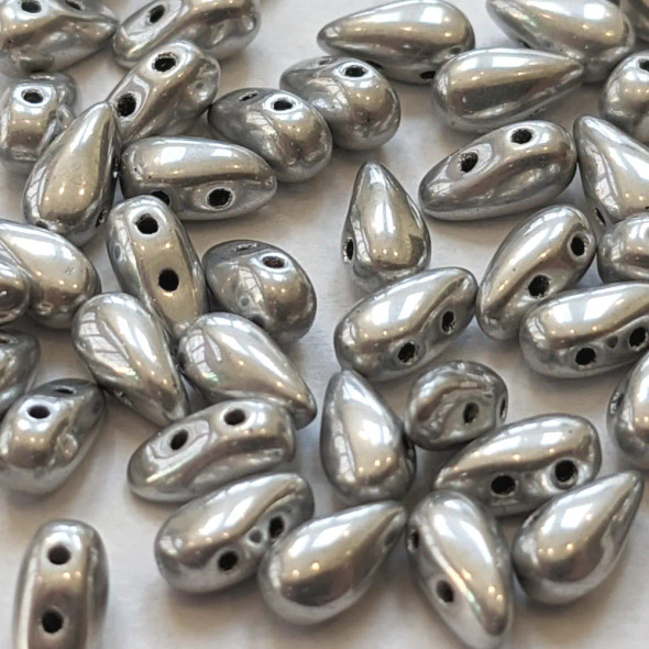 CRYSTAL LABRADOR FULL 2-Hole DropDuo Czech Glass Beads 3x6mm