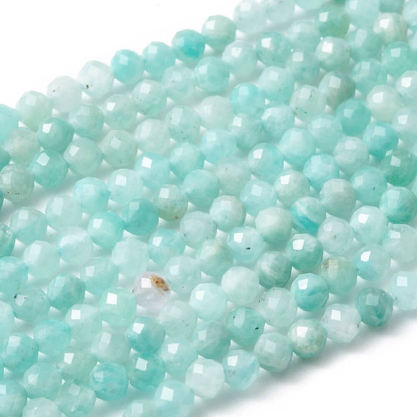 AMAZONITE 3mm High Grade Faceted Gemstone Beads