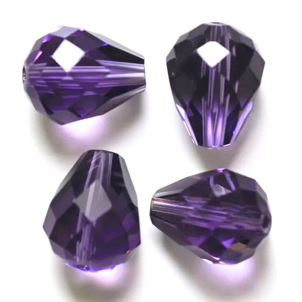 Eureka BASICS Faceted Drop Glass Beads TANZANITE 12x10mm