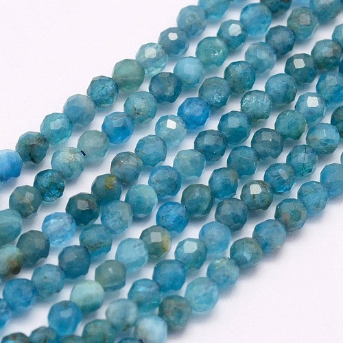 APATITE 3mm High Grade Faceted Gemstone Beads