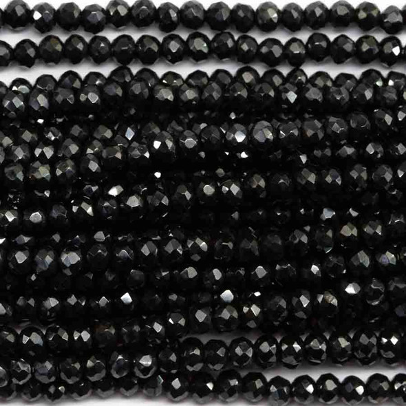 BLACK SPINEL 3mm High Grade Faceted Gemstone Beads