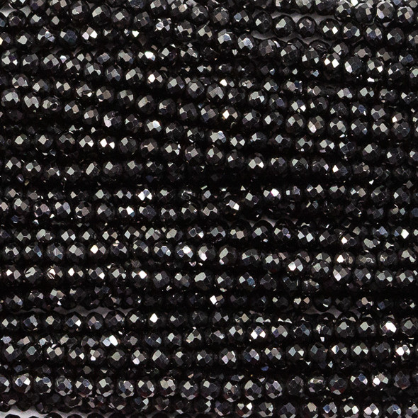 BLACK SPINEL 2.5mm High Grade Faceted Gemstone Beads