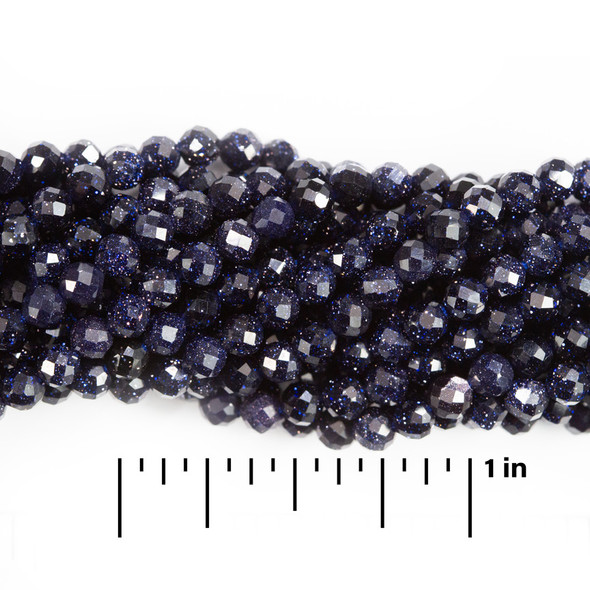 BLUE GOLDSTONE 3mm High Grade Faceted Gemstone Beads Strand