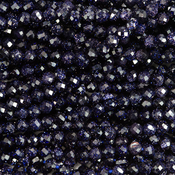 BLUE GOLDSTONE 3mm High Grade Faceted Gemstone Beads