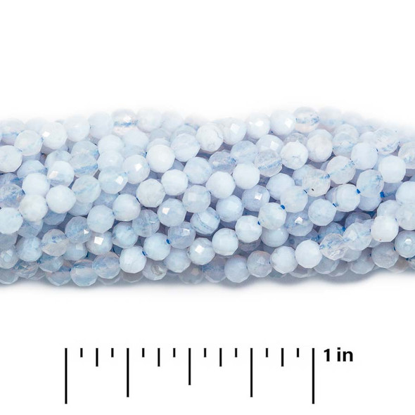 BLUE LACE AGATE 3mm High Grade Faceted Gemstone Beads Strand