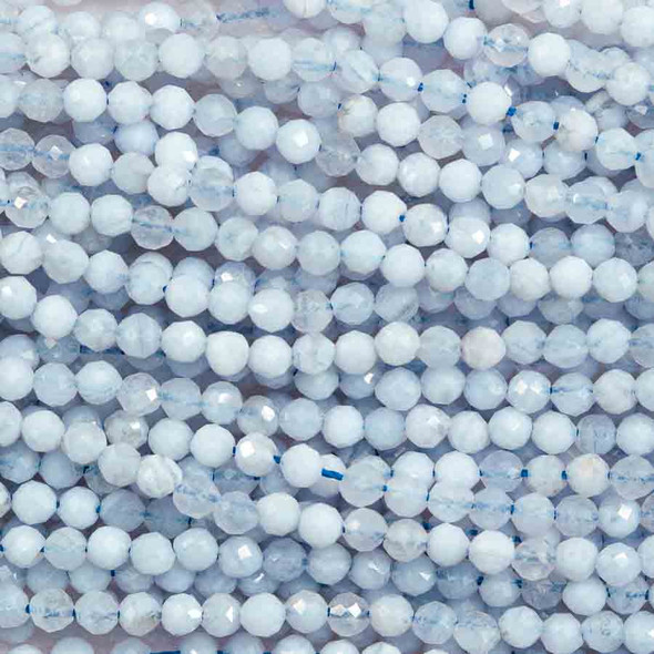 BLUE LACE AGATE 3mm High Grade Faceted Gemstone Beads