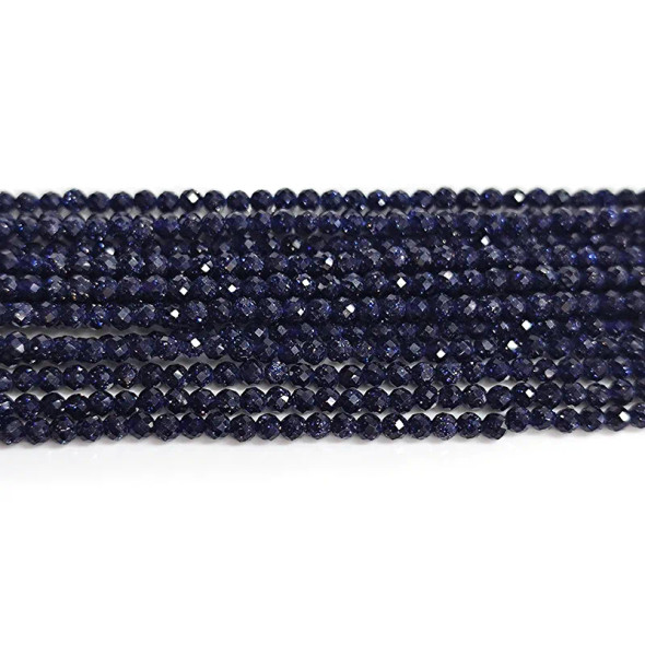 BLUE GOLDSTONE 2mm High Grade Faceted Gemstone Beads