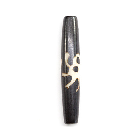 Printed Hairpipe Bone Beads 25mm BLACK