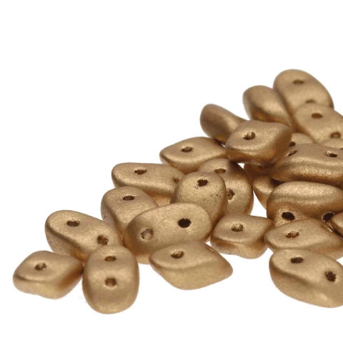 2-Hole WAVE Czech Glass Beads 3x7mm CRYSTAL BRONZE PALE GOLD