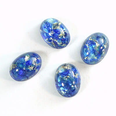 Czech Glass Oval Cabochons SEA BLUE OPAL