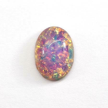 Czech Glass Oval Cabochon 10x14mm FIRE OPAL