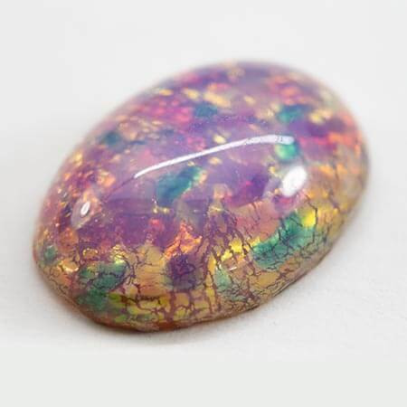 Czech Glass Oval Cabochon FIRE OPAL