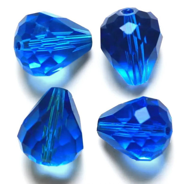 Eureka BASICS Faceted Drop Glass Beads CAPRI BLUE 12x10mm