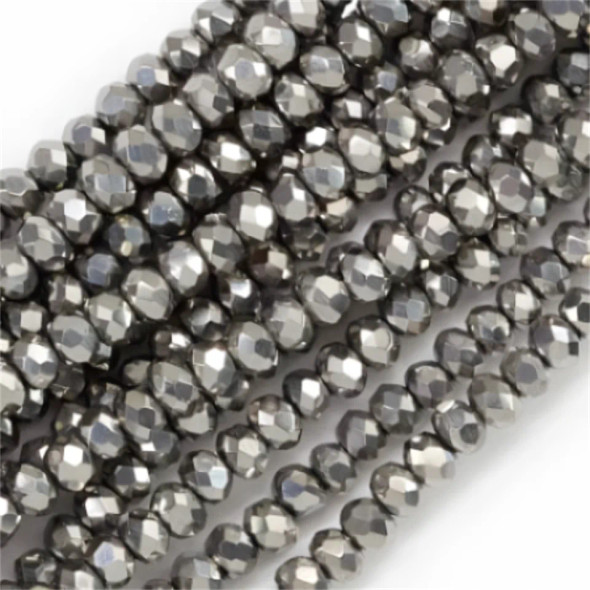 Chinese Crystal Rondelle Beads 3x2mm PLATINUM METALLIC