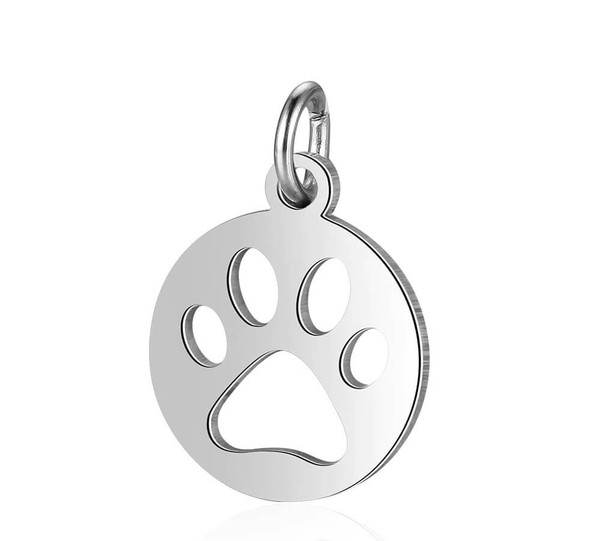 14x12mm Stainless Steel DOG PAW PRINTS CHARM