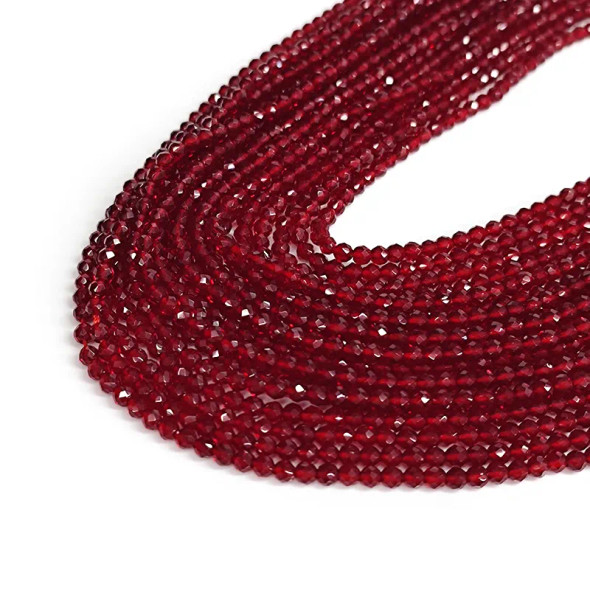 3mm Micro-Faceted & Coated Gemstone Beads Strand LT. SIAM CRYSTAL QUARTZ
