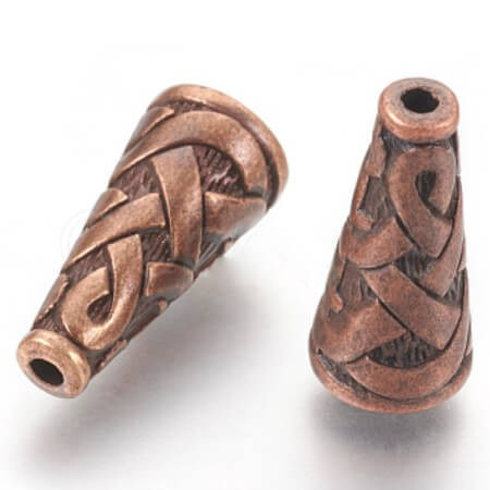 TIBETAN STYLE CONE BEAD CAP 18x8mm Antique Copper Plated