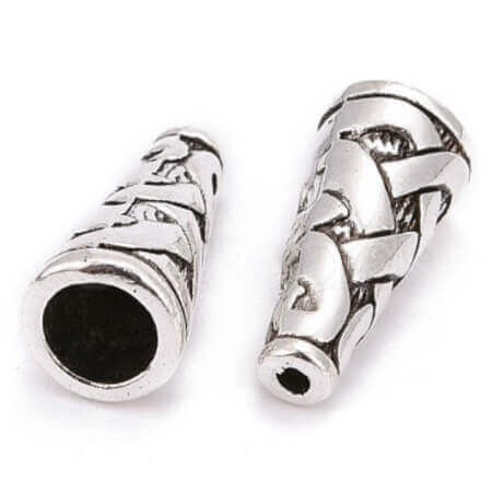 TIBETAN STYLE CONE BEAD CAP 18x8mm Antique Silver Plated