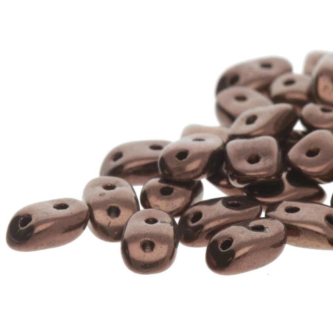 2-Hole WAVE Czech Glass Beads 3x7mm JET BRONZE