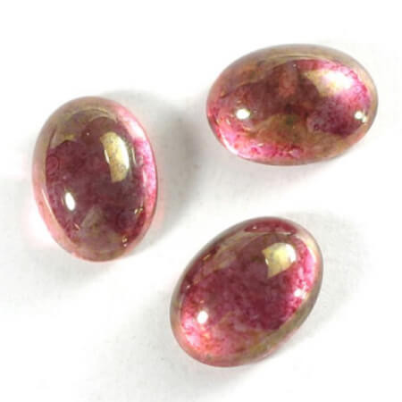Czech Glass Coated Oval Cabochon 18x13mm LUSTER ROSE