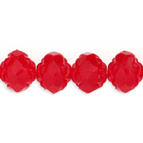 Czech Glass Rosebud Firepolish Beads LT SIAM RUBY 6x5mm