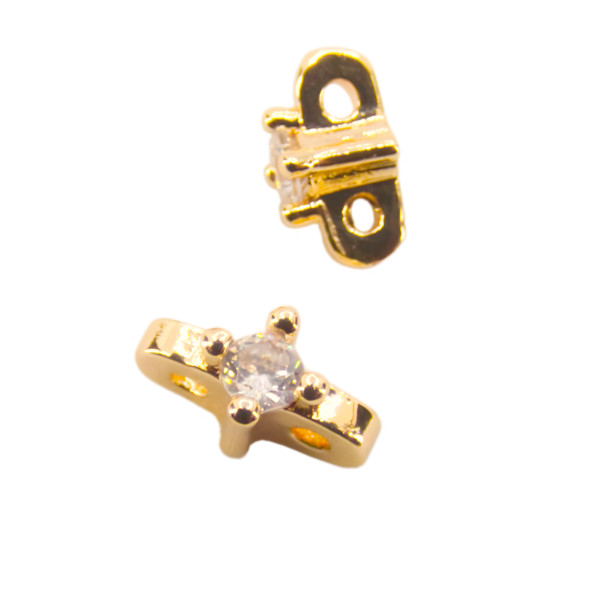 CUBIC ZIRCONIA SPACER BEAD 7mm 14K Gold Plated