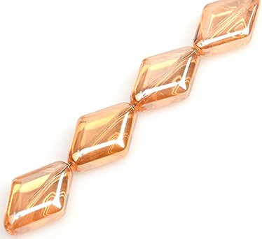 Diamond Shape Glass Beads GOLD AMBER