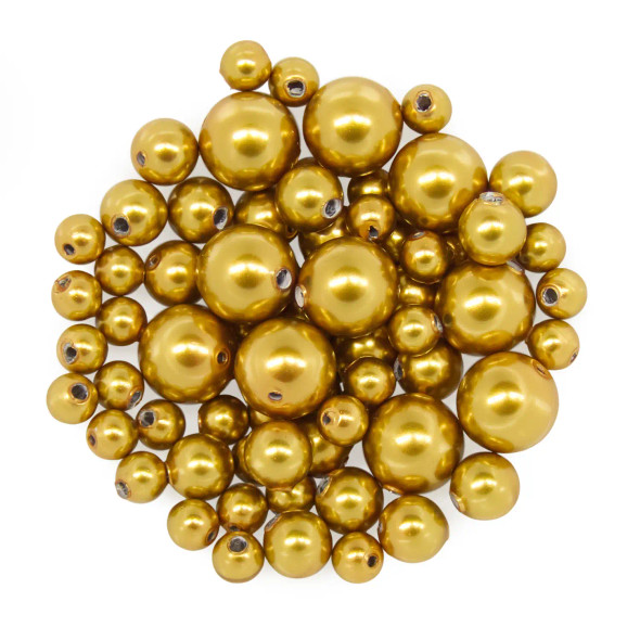 ELITE Eureka Crystal Assorted Size Round Pearls ROYAL GOLD MIX