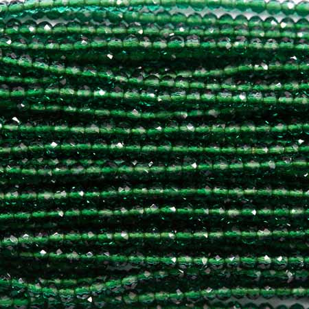 EMERALD GREEN CRYSTAL QUARTZ 2mm Micro-Faceted & Coated Gemstone Beads