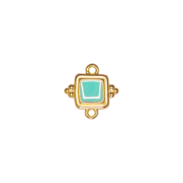 Link with BERMUDA ENAMEL-ETHNIC SQUARE CONNECTOR 14x15mm 24K Gold Plated