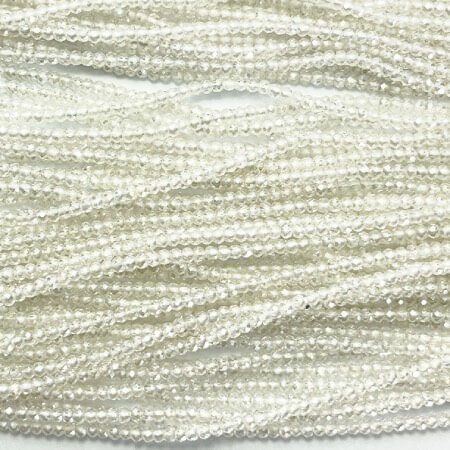 CRYSTAL QUARTZ AB 2mm Micro-Faceted & Coated Gemstone Beads