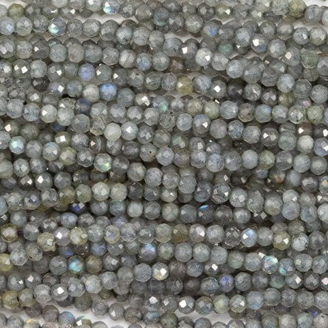 LABRADORITE 3mm High Grade Faceted Gemstone Beads Strand