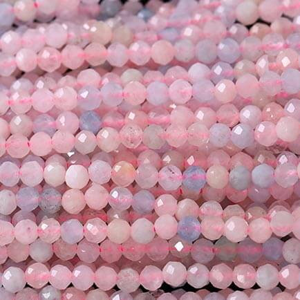 MORGANITE 3mm High Grade Faceted Gemstone Beads