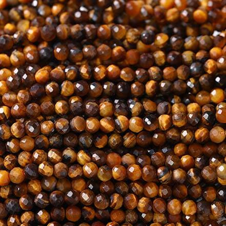 TIGER EYE 3mm High Grade Faceted Gemstone Beads