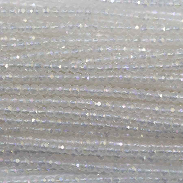 CRYSTAL QUARTZ AB 3mm Micro-Faceted & Coated Gemstone Beads