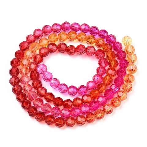 Eureka BASICS Faceted Round Glass Beads 4mm RED PINK