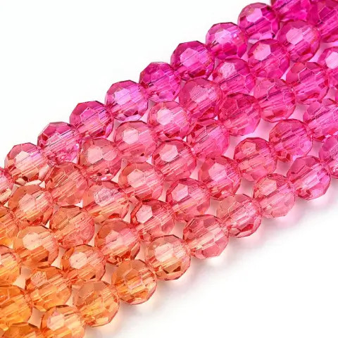 RED PINK Eureka BASICS Faceted Round Glass Beads 4mm