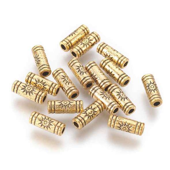 Small Metal Tube Bead Antique Gold 9.5mm