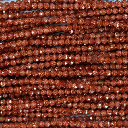 GOLDSTONE 2mm High Grade Faceted Gemstone Beads