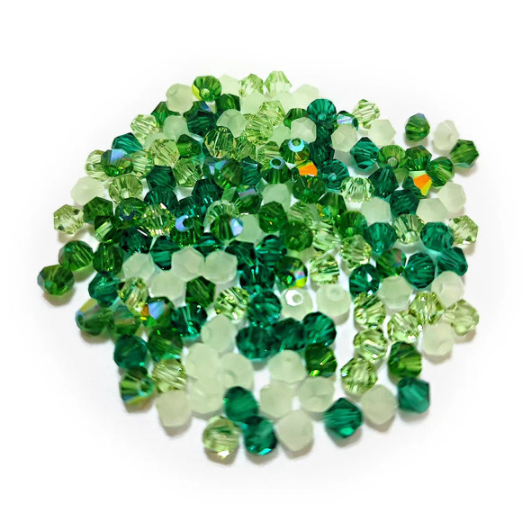 Krakovski Crystal Bicone Beads 4mm GREEN GODDESS MIX