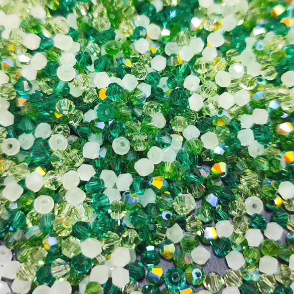Krakovski Crystal Bicone Beads 4mm GREEN GODDESS color MIX