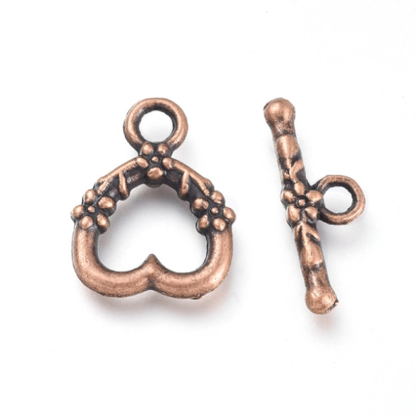 TOGGLE CLASP Heart 18mm Antique Copper Plated