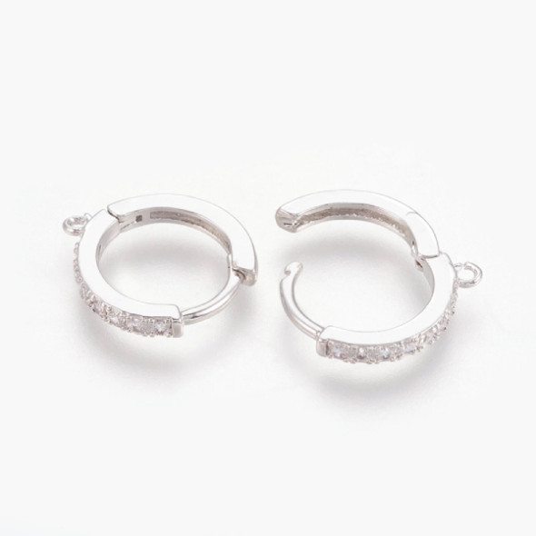 Cubic Zirconia Huggie Hoops Earrings 16mm Platinum Plated