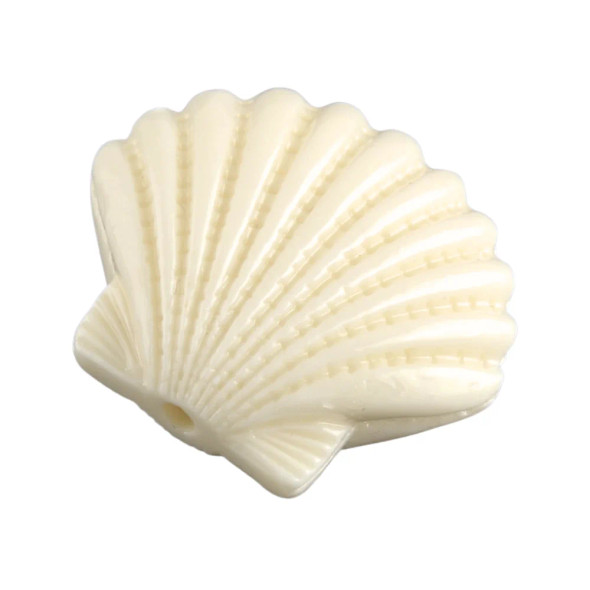 Beige Scallops Imitation Coral Beads 15mm